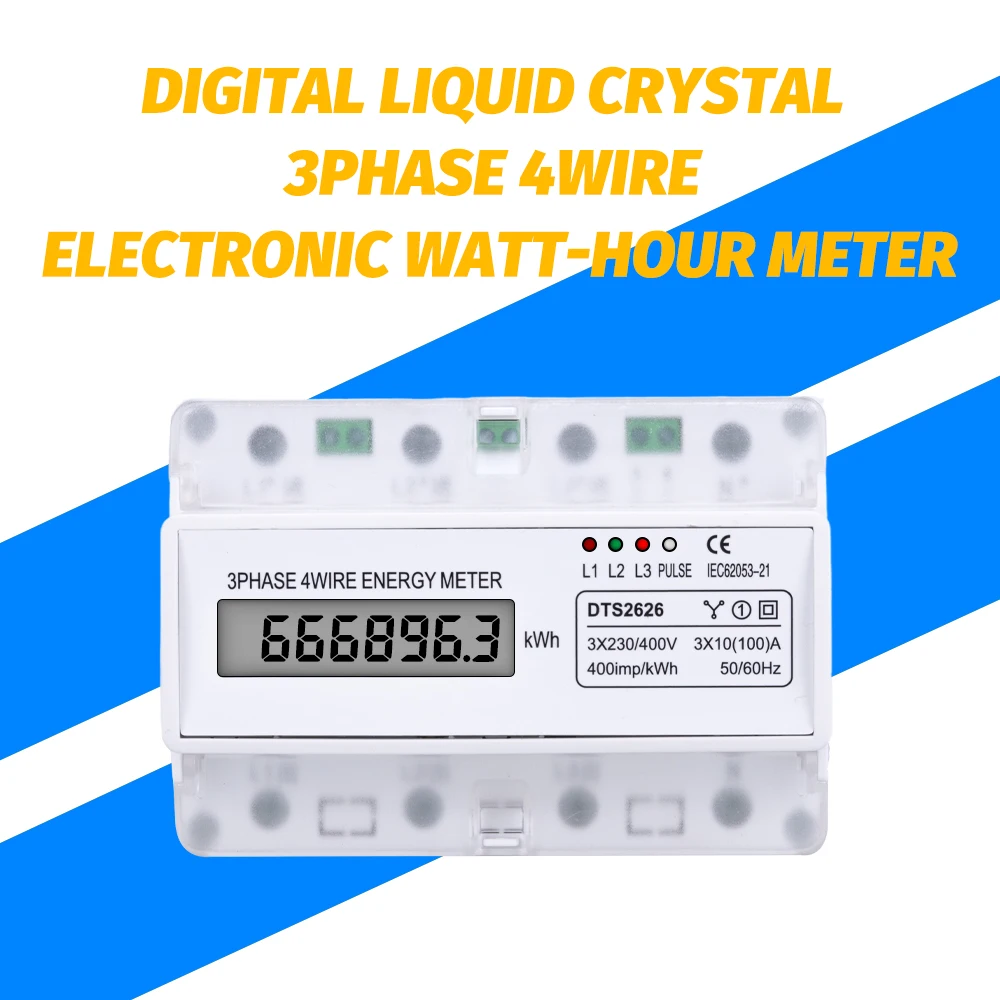 

LCD Digital Screen 380V 3 Phase 4 Wire Electric Watt Power Energy Meter Voltage Current Multi-Function Wattmeter kWh 100A AC