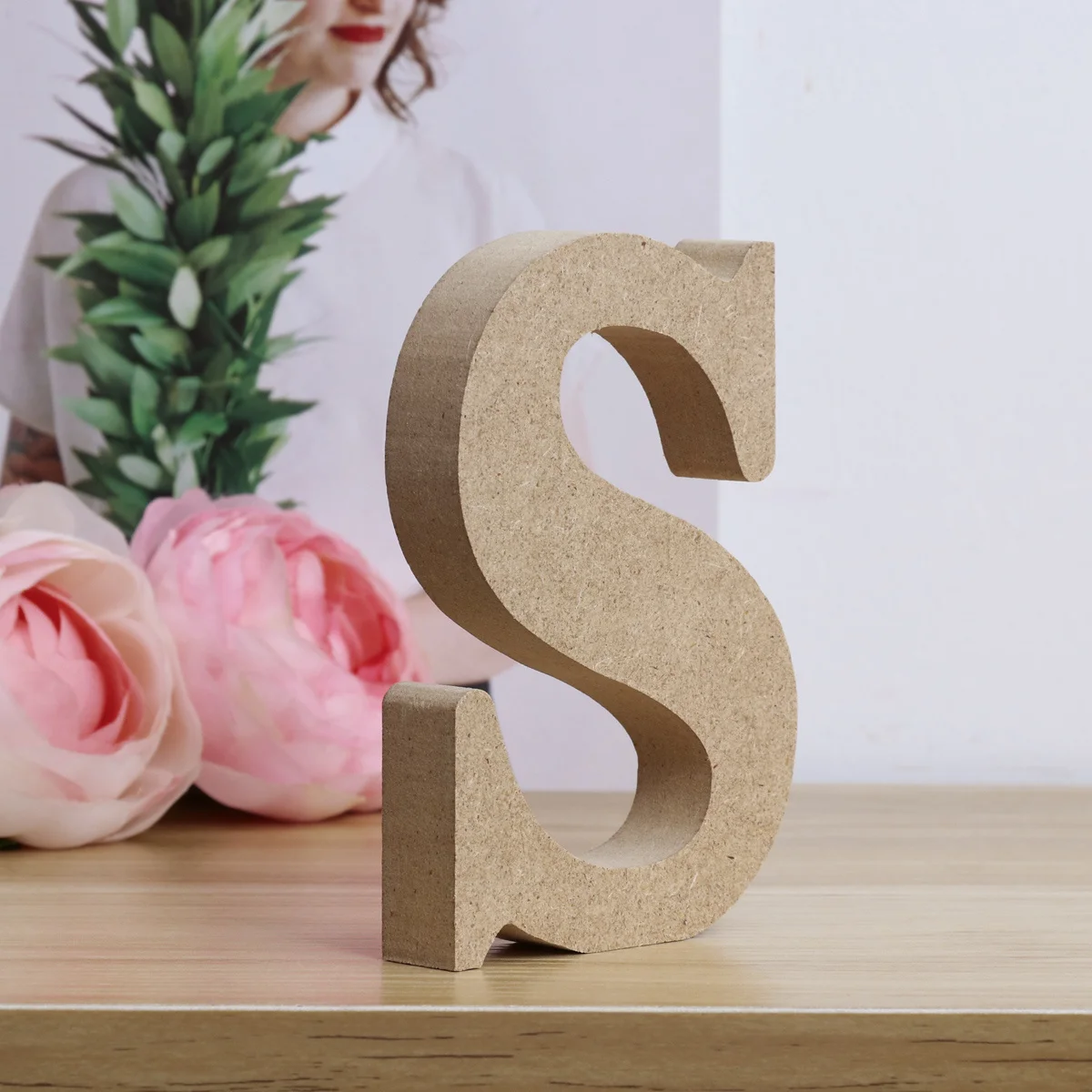 

Wooden Alphabet Letter Decorative Plaque for Wall Mounting Natural Finish Craft Letters for Living Room Bedroom Event Decoration