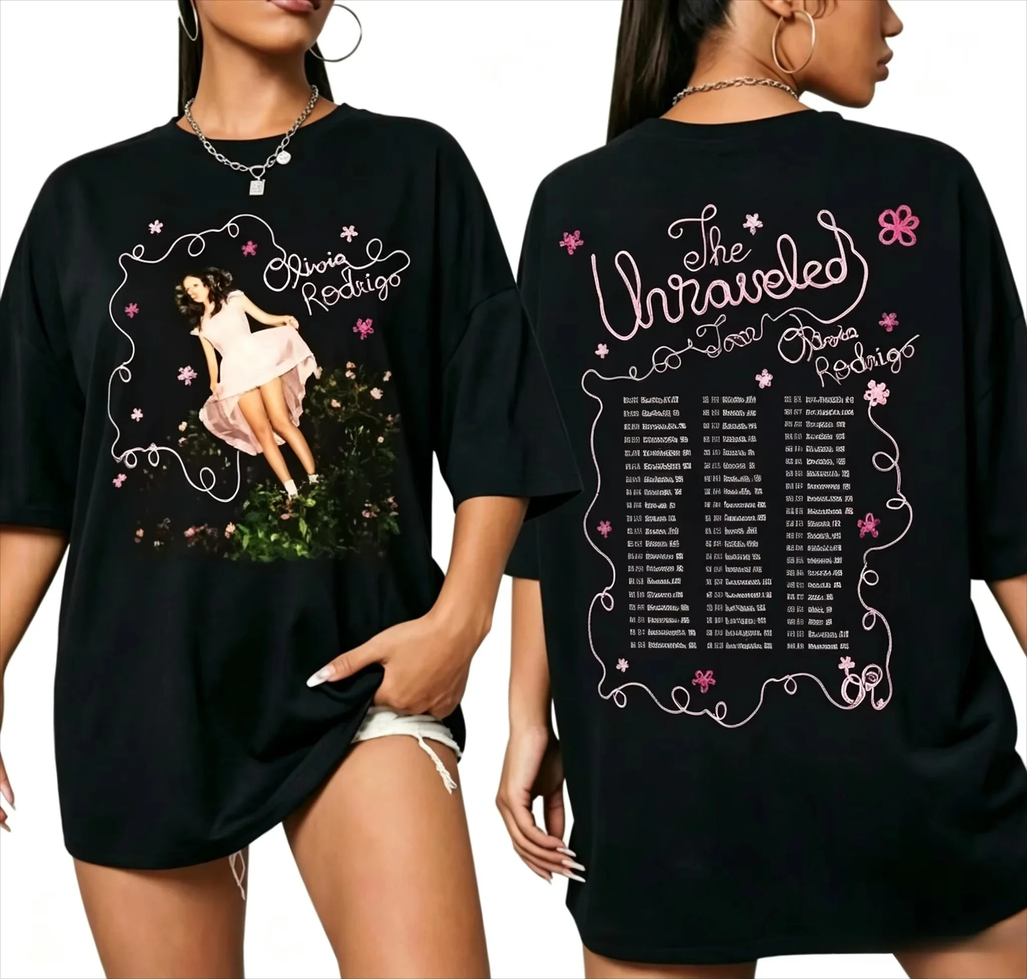 Olivia Rodrigo The Unraveled Tour 2026 T Shirt Women Men Oversized Short Sleeve Double Sided Print Concert Fan Tee