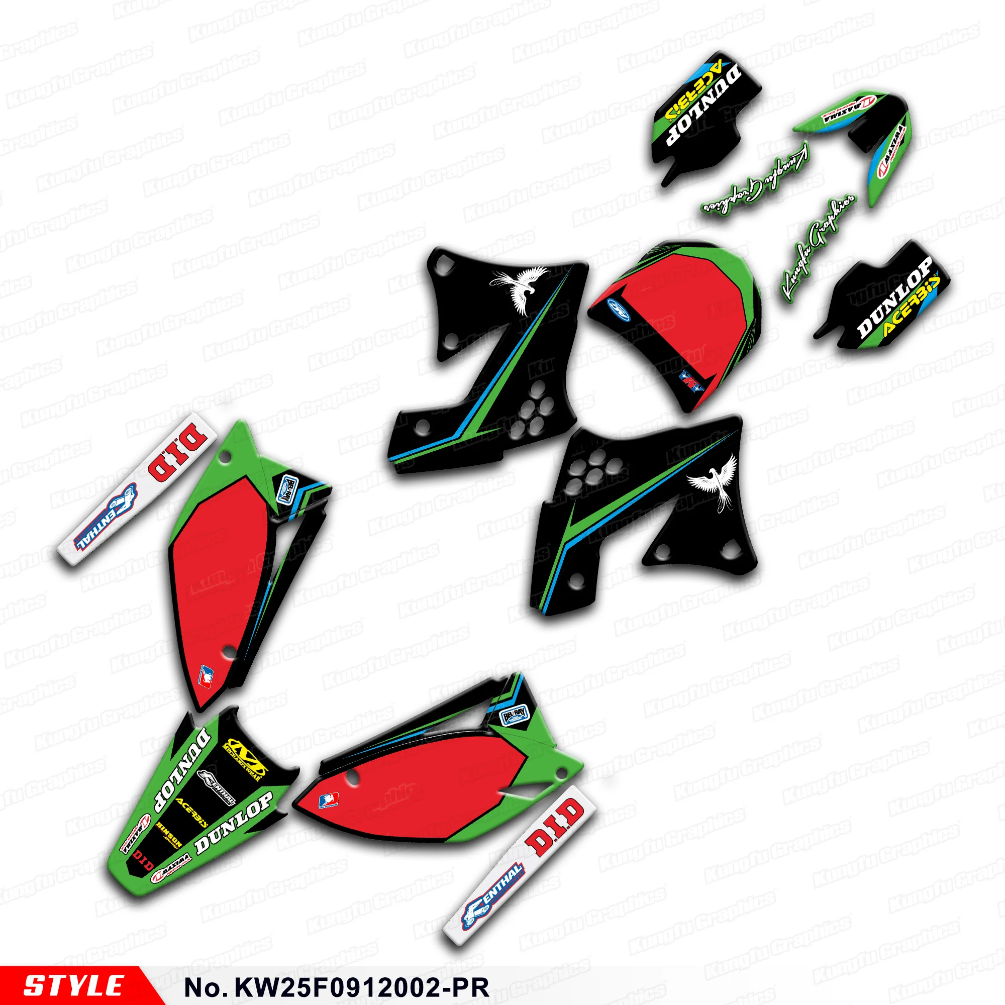 

Motorcycle Decals Wrap Design for Kawasaki KX250F KX250 F 2009 2010 2011 2012, KW25F0912002-PR