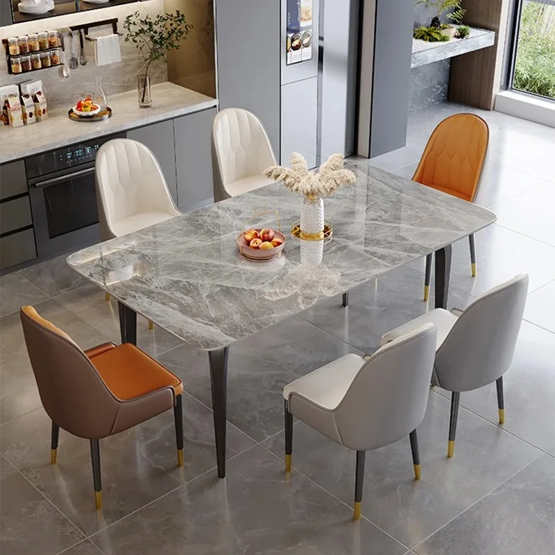 Party Modern Dinner Table Industrial Metal Unique Restaurant Luxury Dining Table Kitchen Salon Marble Mesa De Jantar Furniture