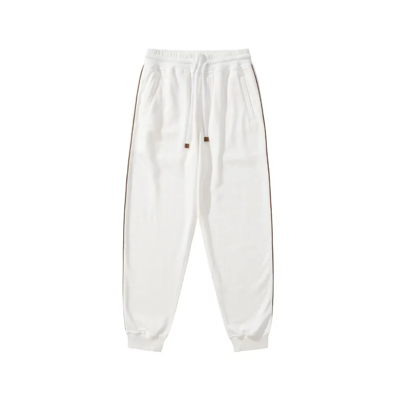 

Leather Dstring Loose Elastic Waist Sports Long Pants Men's Autumn High-End Casual Pants Cuffed Pants