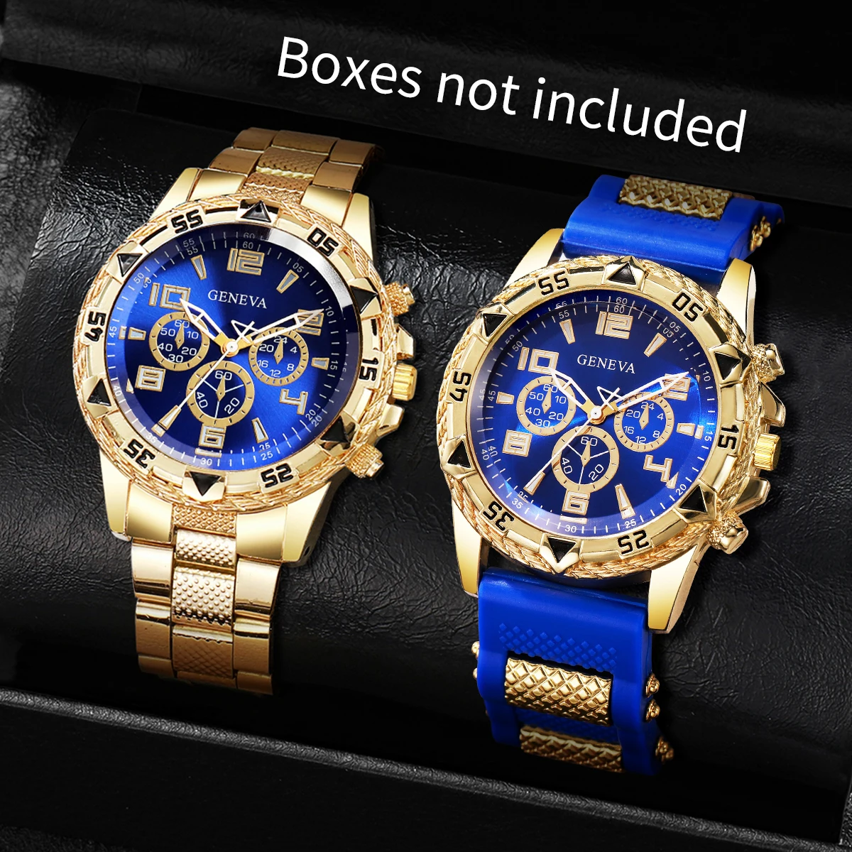 Men's Business Sport Style Watch Set Simple Three Eyes Dial Commuter Casual Style Men's Gift Watch (Box Not Included)