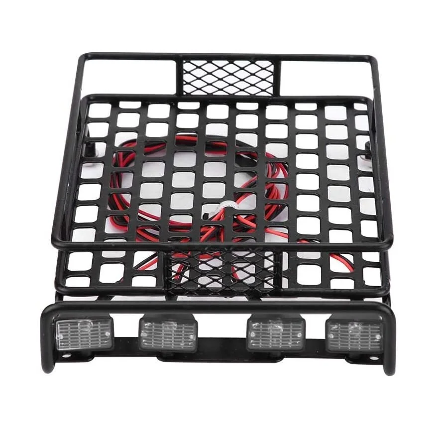 Metal 170X115mm Luggage Carrier Roof Rack with LED Lights for Tamiya CC01 CR01 RC4WD D90 Axial SCX10 1/10 RC Crawler Car