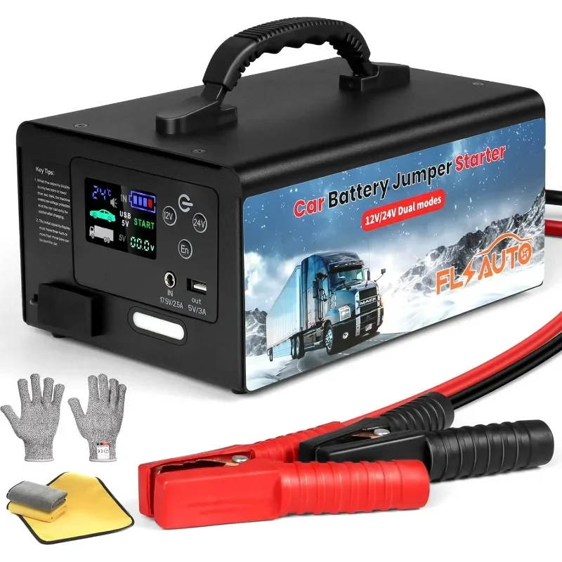 

Jump Starter,FlyAuto 155WH Car Battery Jump Starter for All Gas or Diesel,24V/12V Heavy Duty Lithium Jump Box