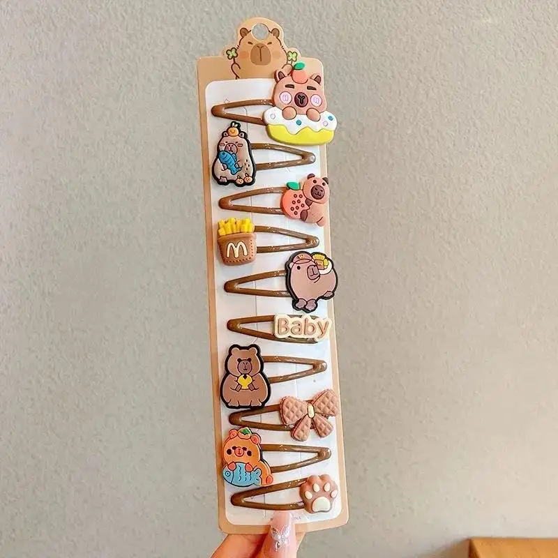 مجموعة مكونة من 10 شرائح شعر صغيرة شفافة على شكل كابيبارا للفتيات والنساء، زينة شعر للأطفال، مشبك غرة جانبي #5