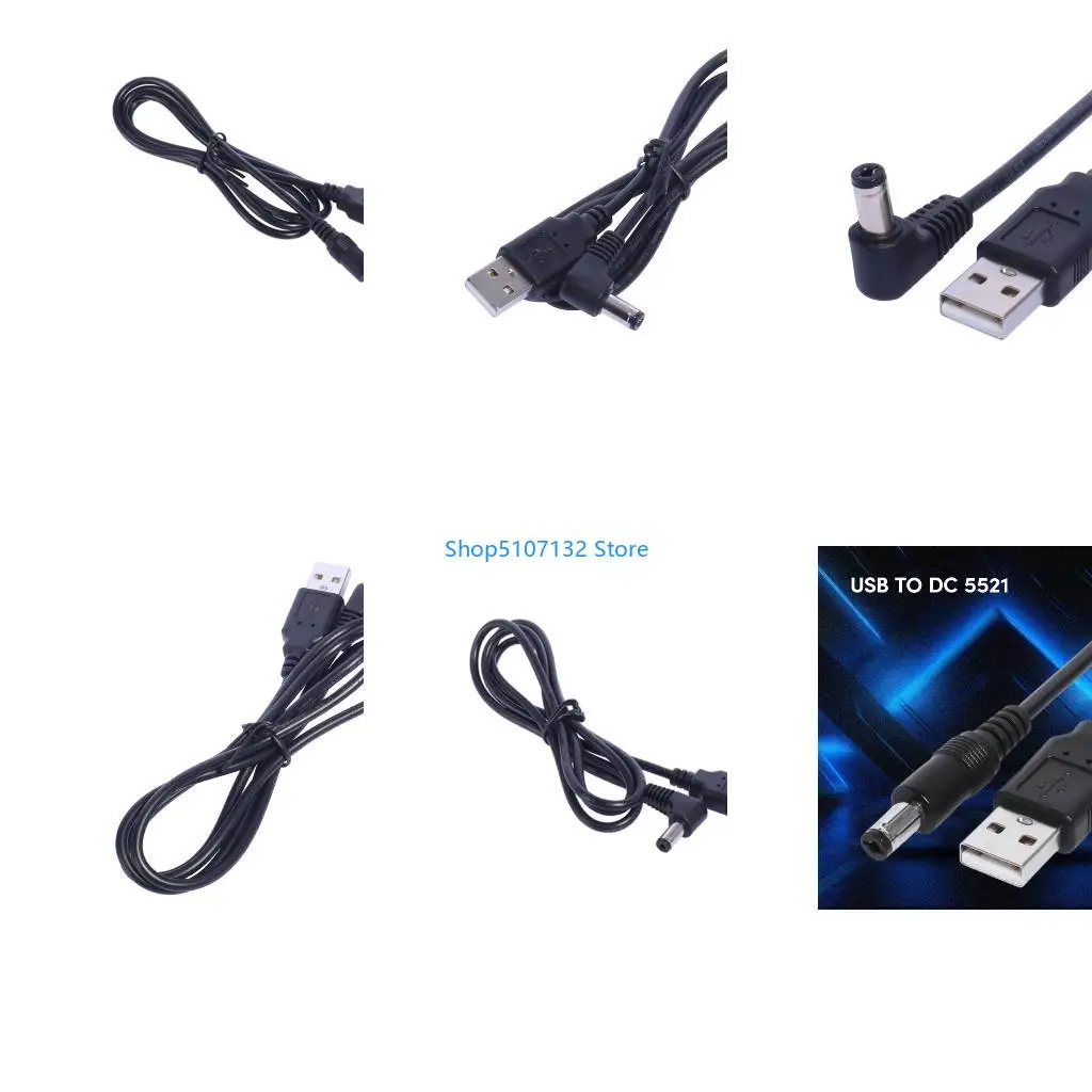 87HD Efficient USB to DC5.5 x 2.1mm Cable for Mini Fish Tanks Desk Lamps Widely Usage