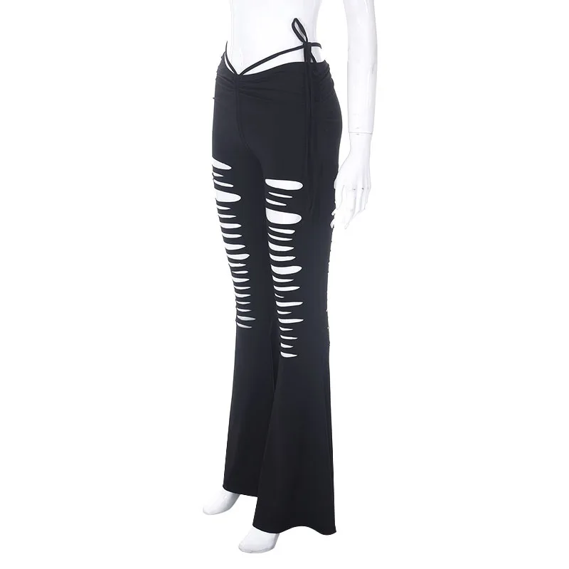 Summer Women Girl Echo V-Cut Cut-Out Bell Bottoms Pants Trousers