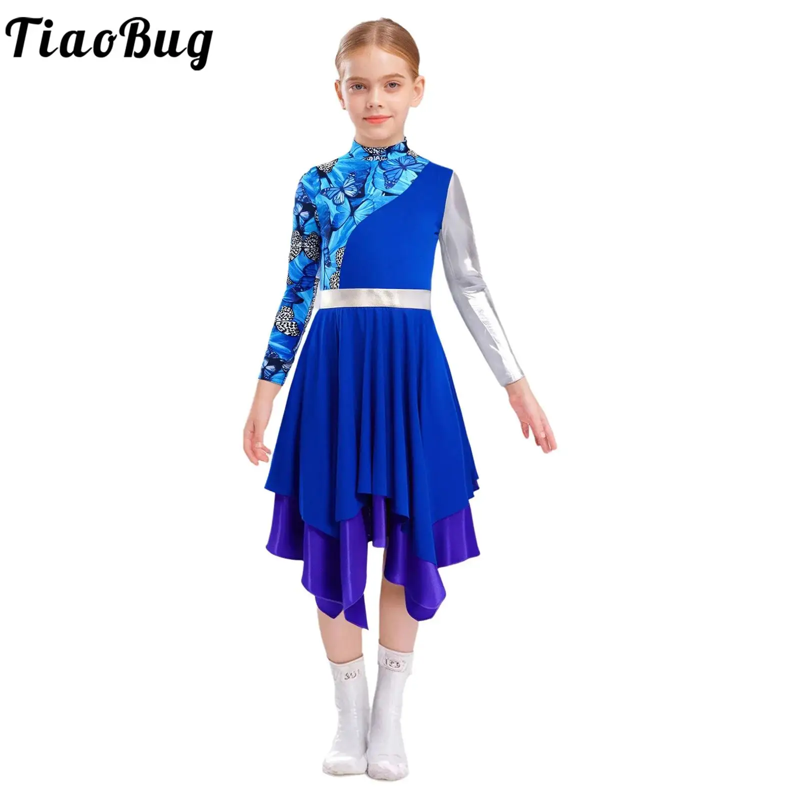 

Kids Girls Modern Lyrical Liturgical Dance Costumes Christian Praise Church Choir Dress Irregular Hem Contemporary Dance Dresses