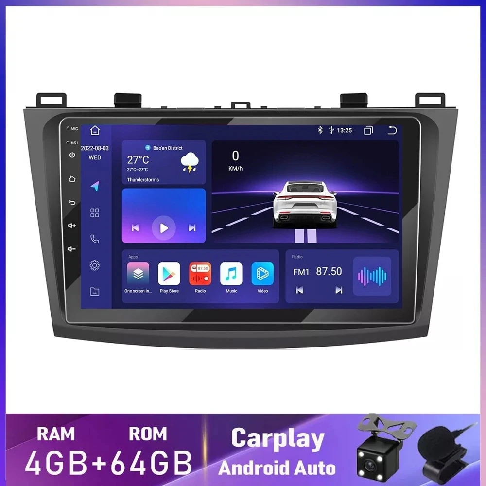 

4G+WIFI Android 14 Carplay Auto Car Radio DSP For Mazda 3 2010-2013 Multimedia Video Player GPS 2din Head Unit Stereo