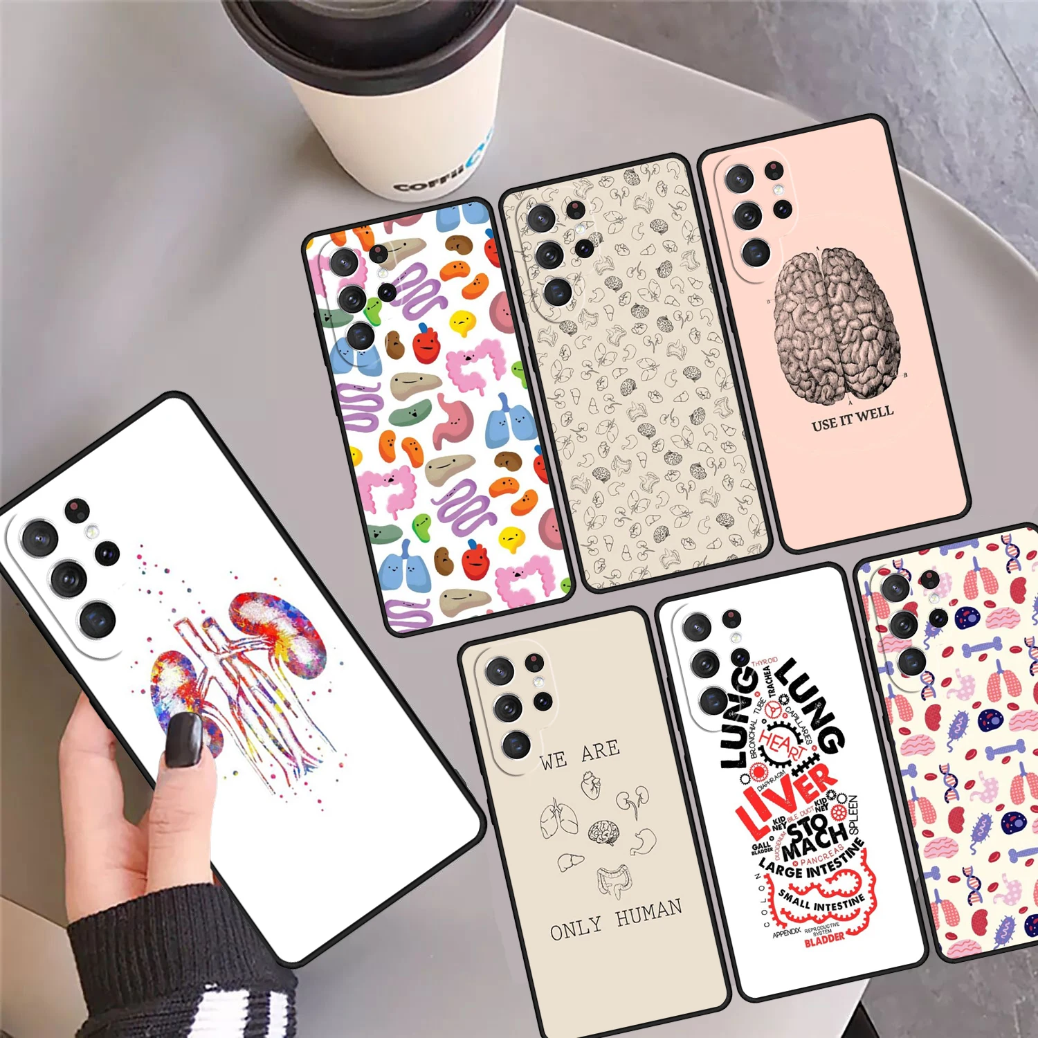 

Medical Human Organs Brain Kidney Art Phone Case Cover For Samsung Galaxy S24 S25 Ultra 23 S22 Plus S21 FE S20 Note 10 Pro 20