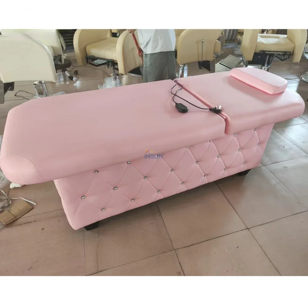 Electric beauty facial bed modern nail salon furniture lash bed head adjustable pink massage table