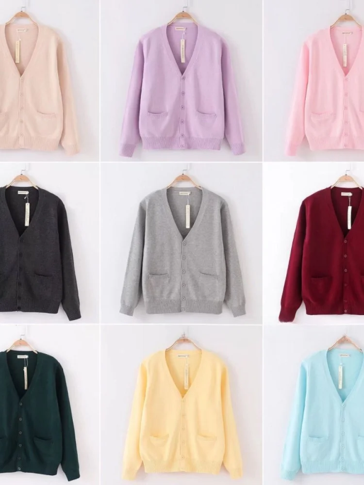 

Японский открытый кардиган V-Ne, женский свободный свитер, осень-зима orm, универсальный студенческий свободный трикотаж, одинаковая юбка