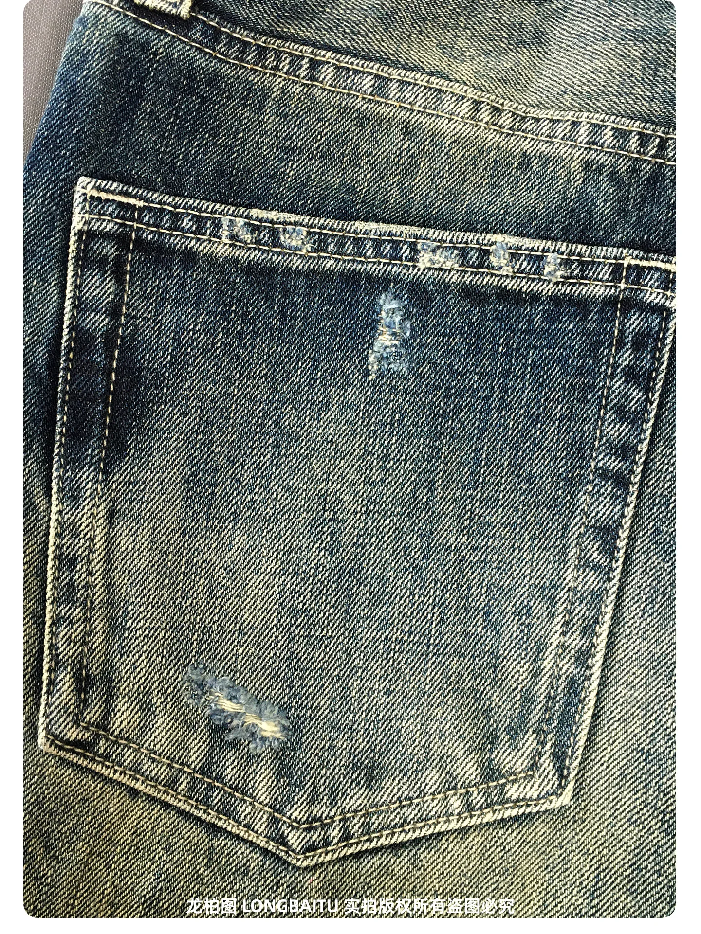 Pantalones vaqueros rasgados de alta calidad para hombre, pantalones holgados y rectos con parche Vintage americano, pantalones de calle desgastados lavados de algodón 100%