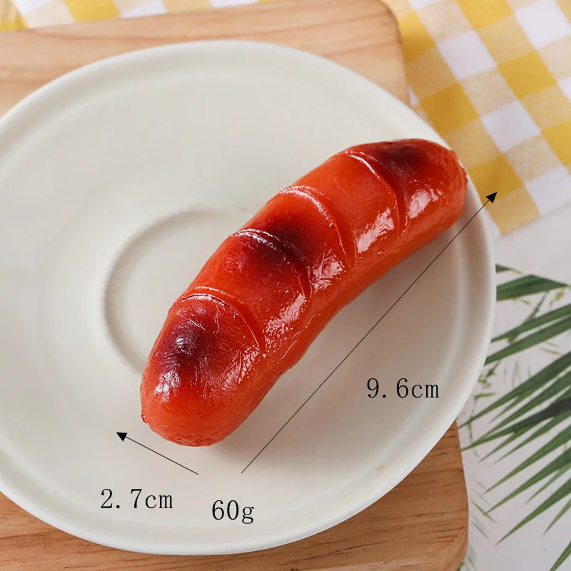 الاصطناعي هوت دوج المشوي اللحوم وهمية لحم الخنزير السجق الدعائم البلاستيك متموج الجلد السجق نموذج مقلد ديكورات ديكور المنزل