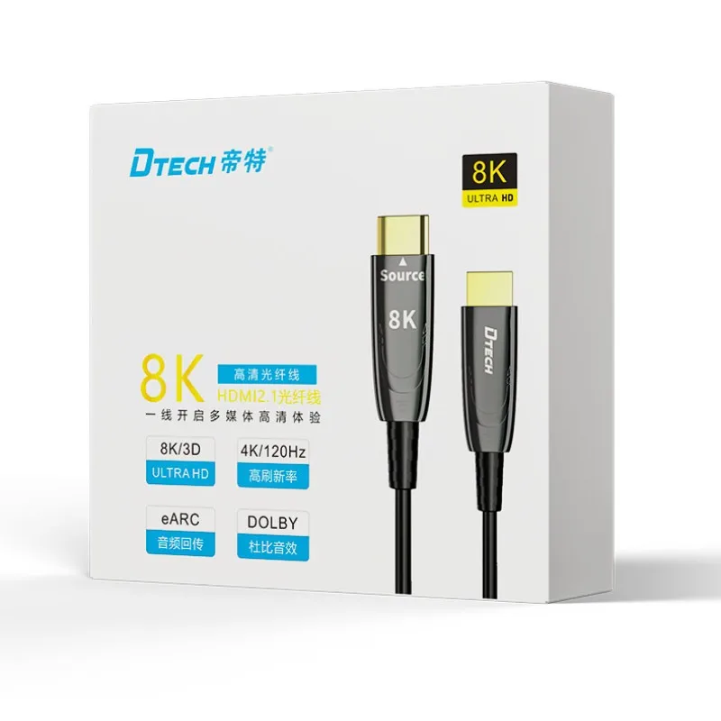DTECH AOC 2.1V Long HDMI Cable 80m 8K 60Hz Active Optical Fiber Hdmi Cable for Multimedia