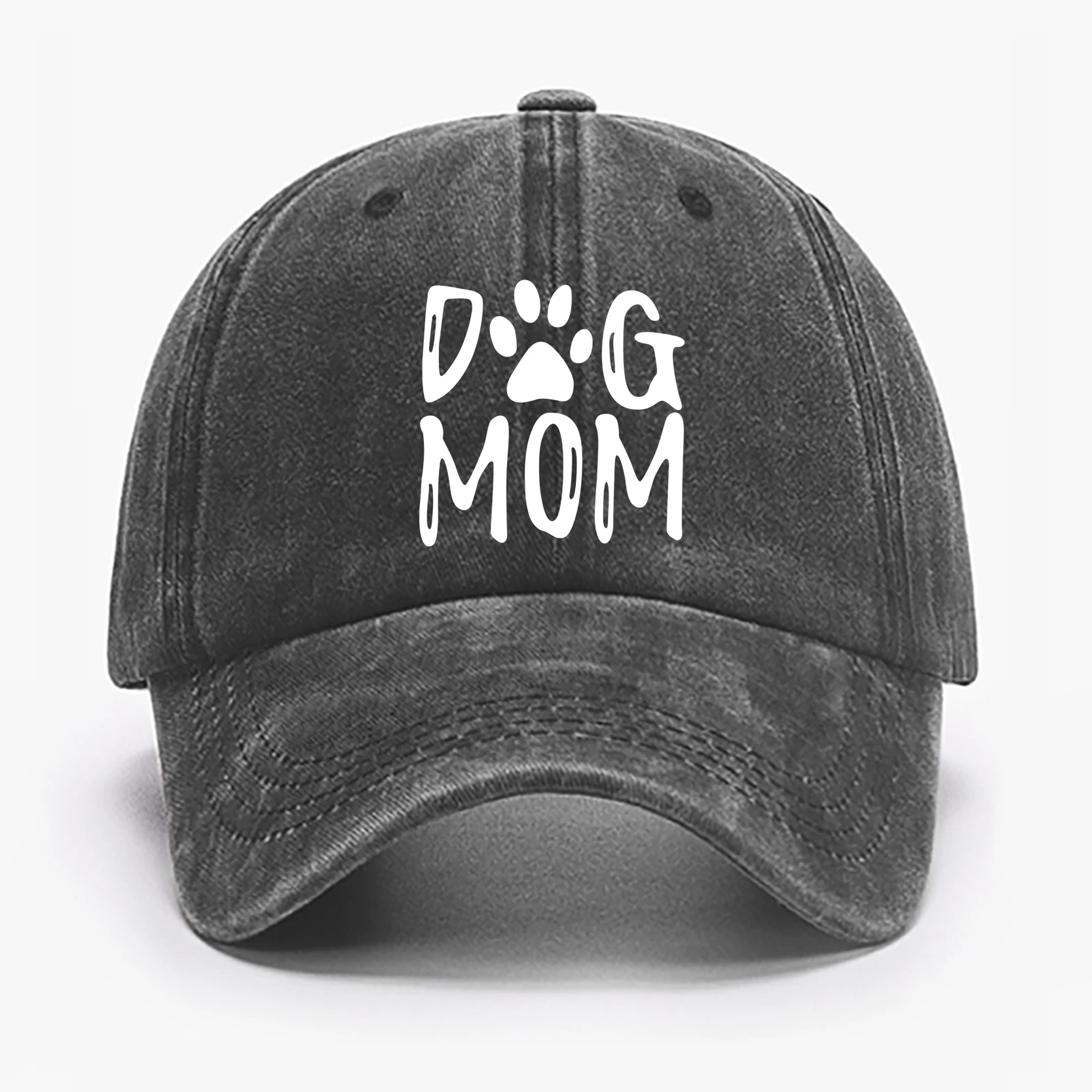 DOG MOM Print Cotton Sun Hat, White Dog Paw Pattern Flat Cap Retro Vintage Trendy Sun Visor Women\'s Baseball Hat, For For Outdoo