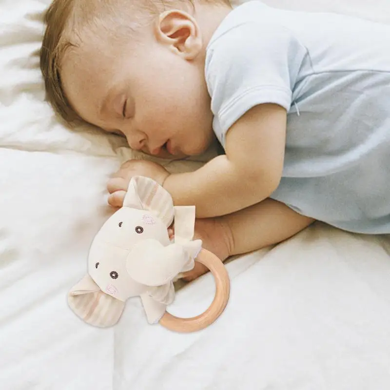 Pluszowa Grzechotka dla Niemowląt Śliczna Zabawka Wstrząsająca w Kształcie Zwierzątka Pluszowa Chwytak Wstrząsający dla Dzieci Chłopców Dziewcząt Słoń Niedźwiedź Królik Lew Kształt Zabawki do Chwytania