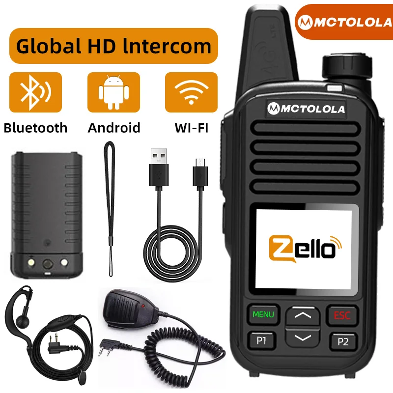 MOTOLOLA   4G POC  Zello Handheld Walkie Talkie  Android  Bluetooth WiFi Global PTT Global 5000km coverage