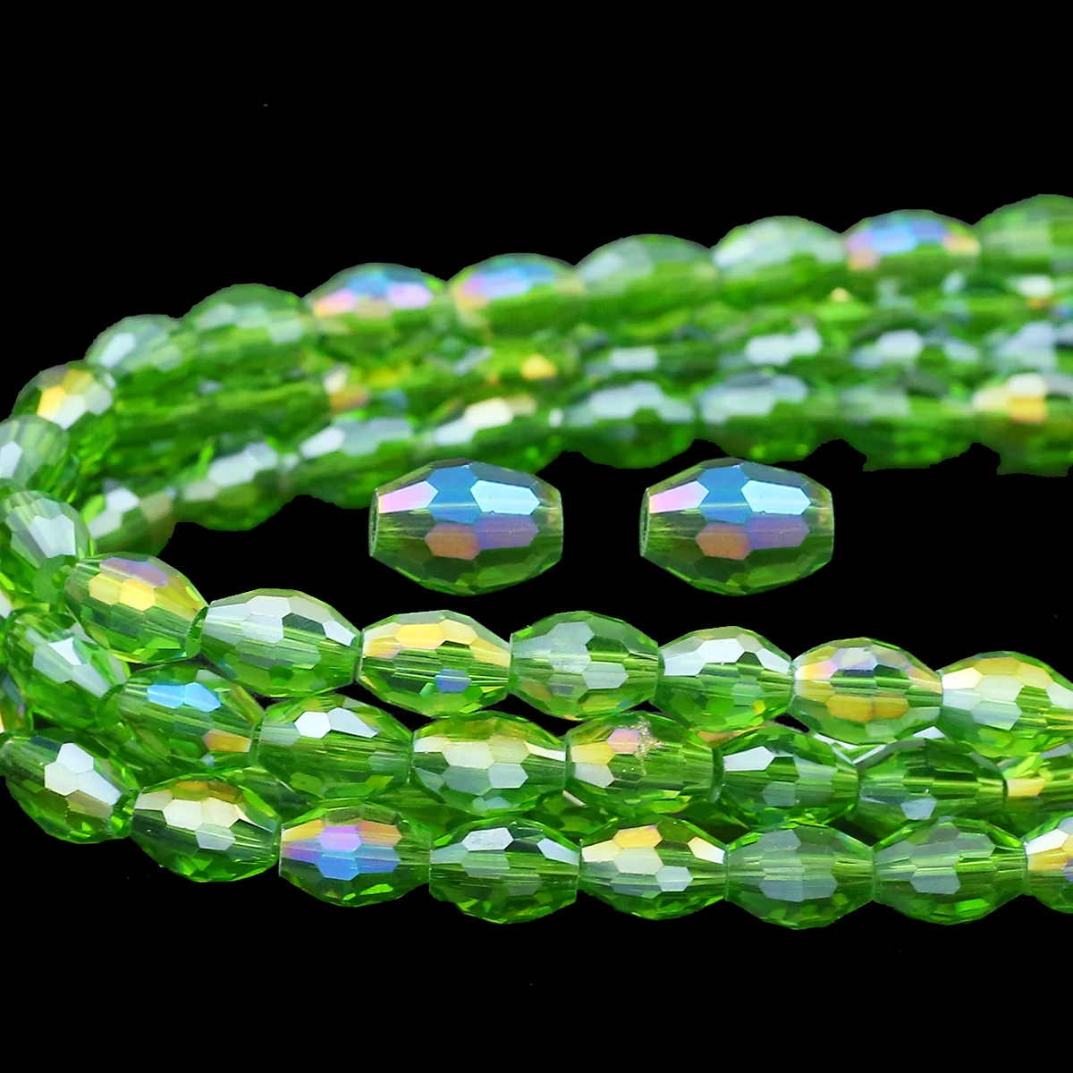 6/8mm Facettierte Reis Korn Oval Form Österreichischen Kristall Grün AB Farbe Lose Perlen Für DIY Schmuck Machen armband Zubehör