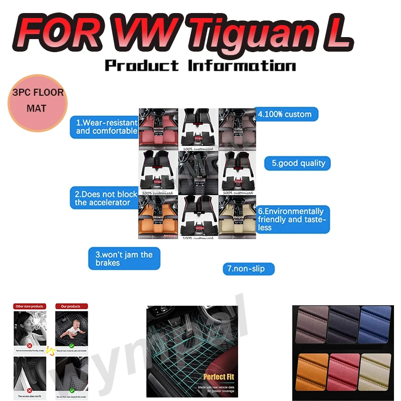 

LUXURY Car Floor Mats For VW VW Tiguan L PHEV 2019 2020 2021 2022 Custom Foot Pads Automobile Carpet Cover Interior Accessories