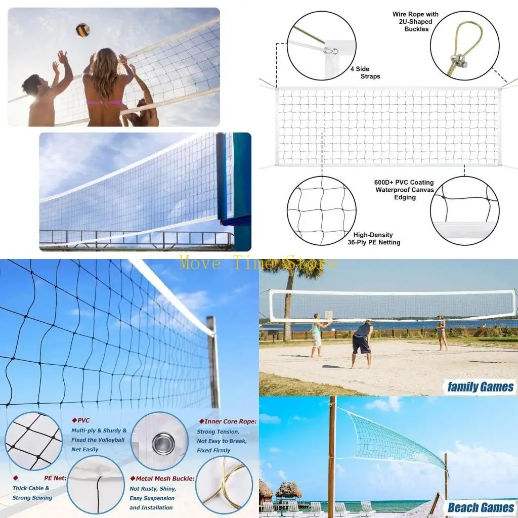 

92ME Simple Folding Net Weather Resistant Volleyball Net Training Volleyball Net for Grass Sand or Concrete Surfaces