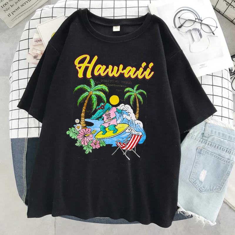 Hawaii Positive Vibes Optimism Print Women T-Shirt Cotton Loose Tshirts Street Breathable Tee Shirt Hip Hop Summer T Shirts