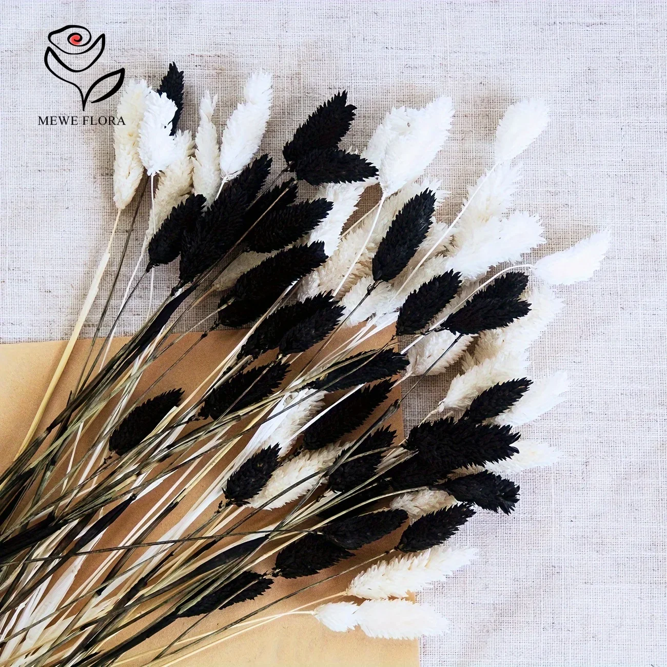 60PCS Natural Dried Jewelry Gem Grass Phalaris Artificial White Black Pampas Rabbit Tail Grasses Home Halloween Party Decoration