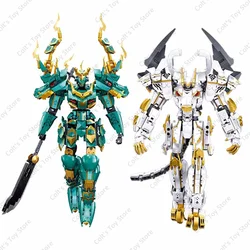 2024 Mechanical Armor Series White Tiger Mech Building Blocks Ninja Dragon God Beast Mech Brick Movie Figures Model Kid Toy Gift