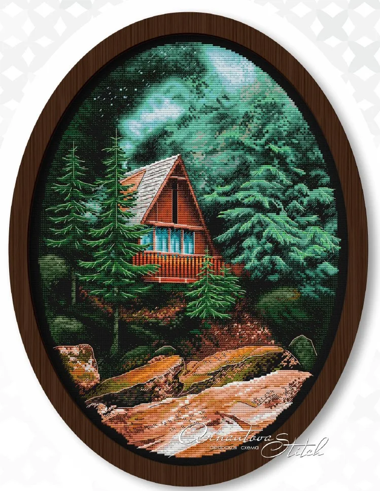 Yixiao-Counted Cross Stitch Kit, RS Cotton, Cross Stitch, Cabin in the Forest, 40-50