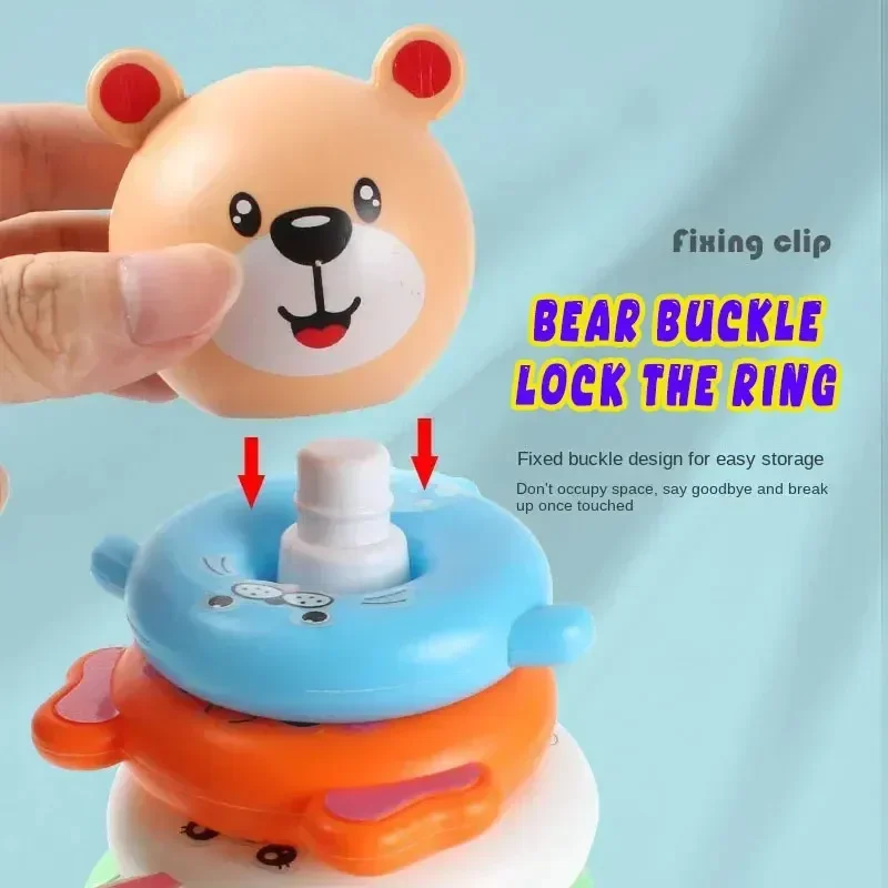 ألعاب الأطفال الجديدة 0-12 شهر لغز الهرم برج كوب التراص اللعب مونتيسوري التعليمية شاطئ الاطفال بركة حوض الاستحمام لعبة أطفال هدية #4