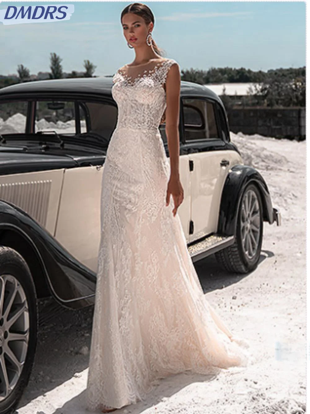 Sexy Sleeveless Backless Dress For Bride Classic Lace Appliques Bridal Gown Elegant Long Wedding Dress Robe De Mariée