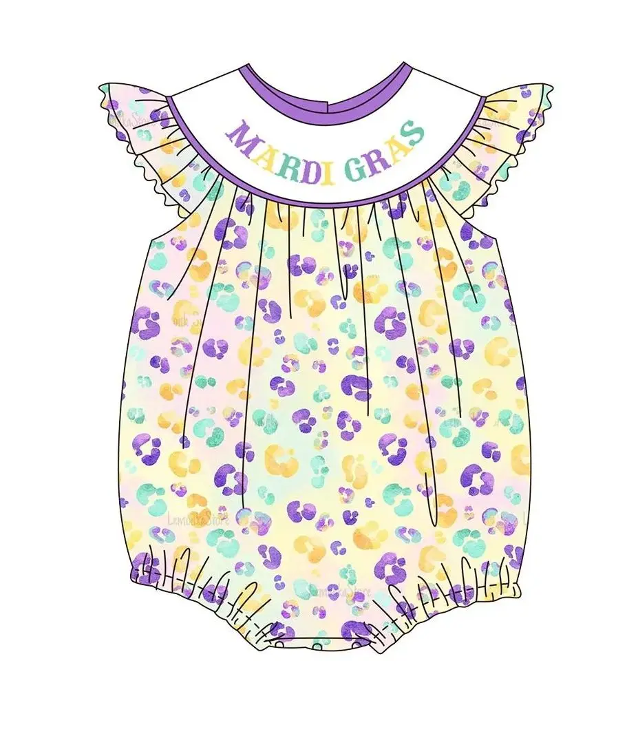 فستان للفتيات الصغيرات ماردي غرا بطبعة الفهد/رومبير/مجموعة مكونة من قطعتين ملابس كاجوال من بوتيك أرجواني