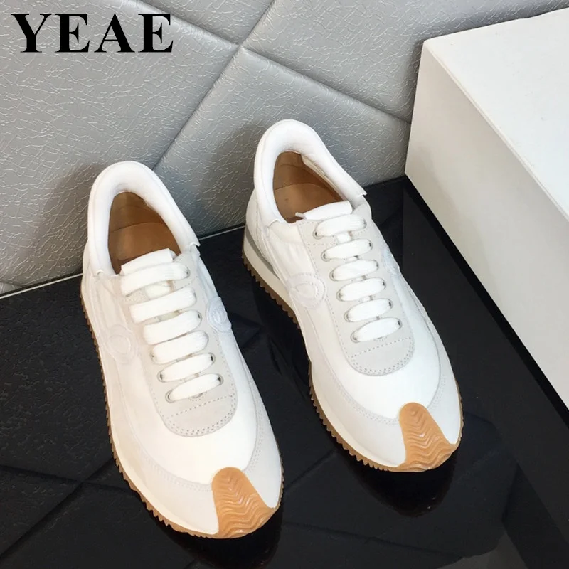 Women\'s Thick Sole Casual Sneakers Men Fashion Leather Vulcanized Shoes Designer Trainers Platform Lace Up Walking Shoes 2023