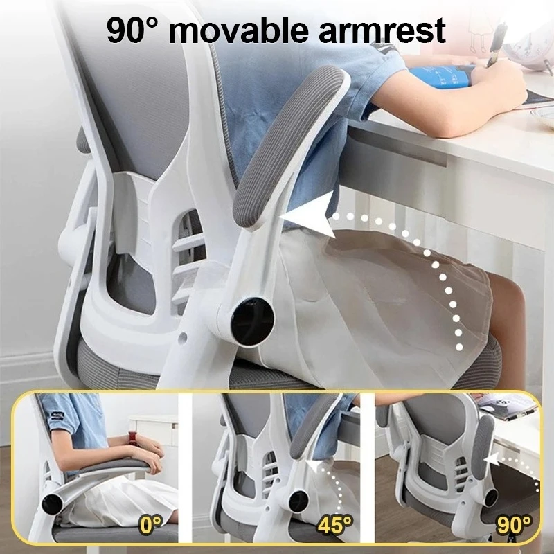 Adjustable Lumbar Support Home Desk Chairs with Armrests Students Study Computer Chair Office Mesh Swivel Chair with Wheels