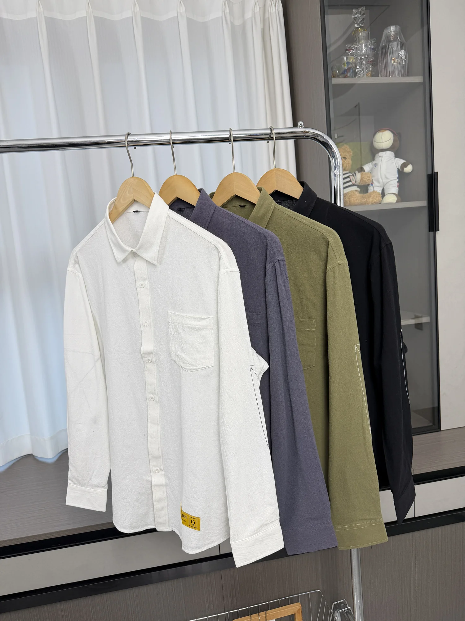 

Retro Japanese Style! Heavily Washed! Spring Men's Skin-friendly Breathable Loose Casual Color Long Sleeve Shirt