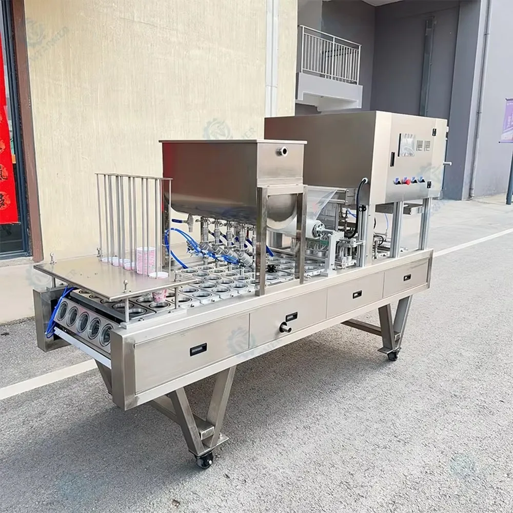 Automatic Single Rotary Honey Spoon Filling Sealing Machine 304 Stainless Steel for Yogurt Honey Sauce Packaging