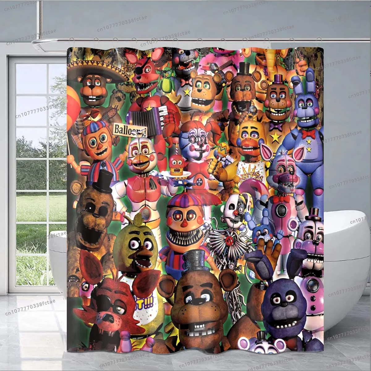 FNAF Horror Game Cartoon Shower Curtain Freddy Design Pattern Shower Curtain Adult Children Bathroom Decoration Birthday Gift