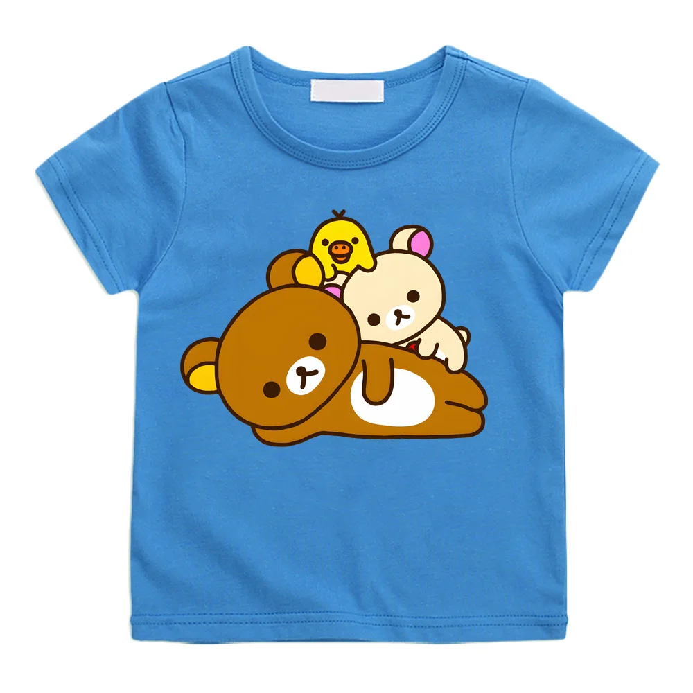 

Rilakkuma Anime Print Cute T-shirt Cartoon 100%Cotton Comic Tee-shirt O-neck Camisetas Clothes Casual Versatile High Quality