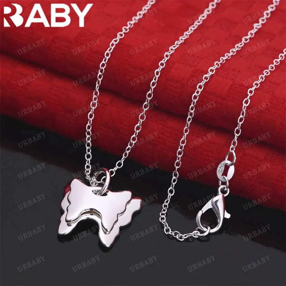 

URBABY 40-75cm 925 Sterling Silver Butterfly Pendant Necklace For Women Charm Trend Birthday Gifts Fashion Party