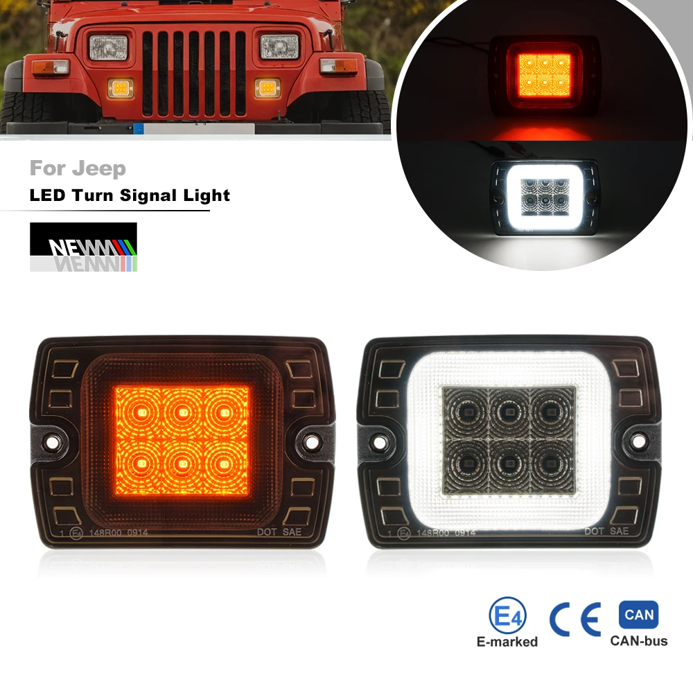 

Smoked For Jeep 1987 1988 1989 1990 1991 1992 1993 1994 1995 Wrangler YJ Switchback LED Corner Turn Signal & Parking Lights Kit