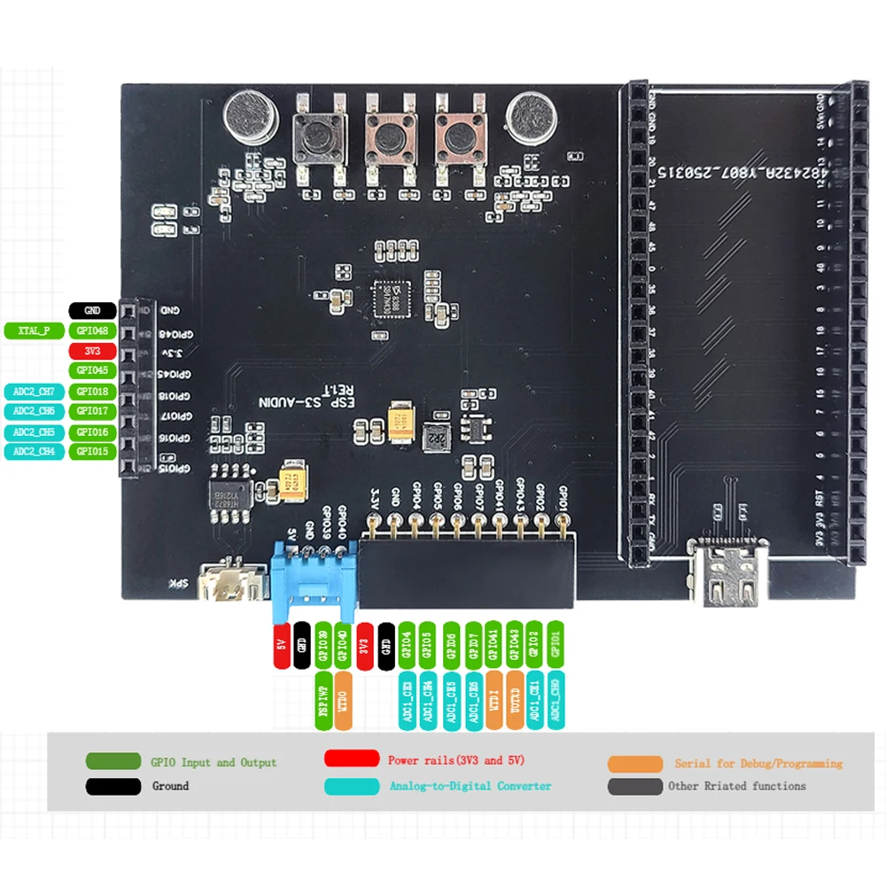 ESP32-S3 N16R8 Entwicklungsboard WiFi-Modul-Kit mit Doppel-Mikrofon-Lautsprecher für KI-Sprachinteraktion DIY IoT Smart Home Erweiterung – Detail 15
