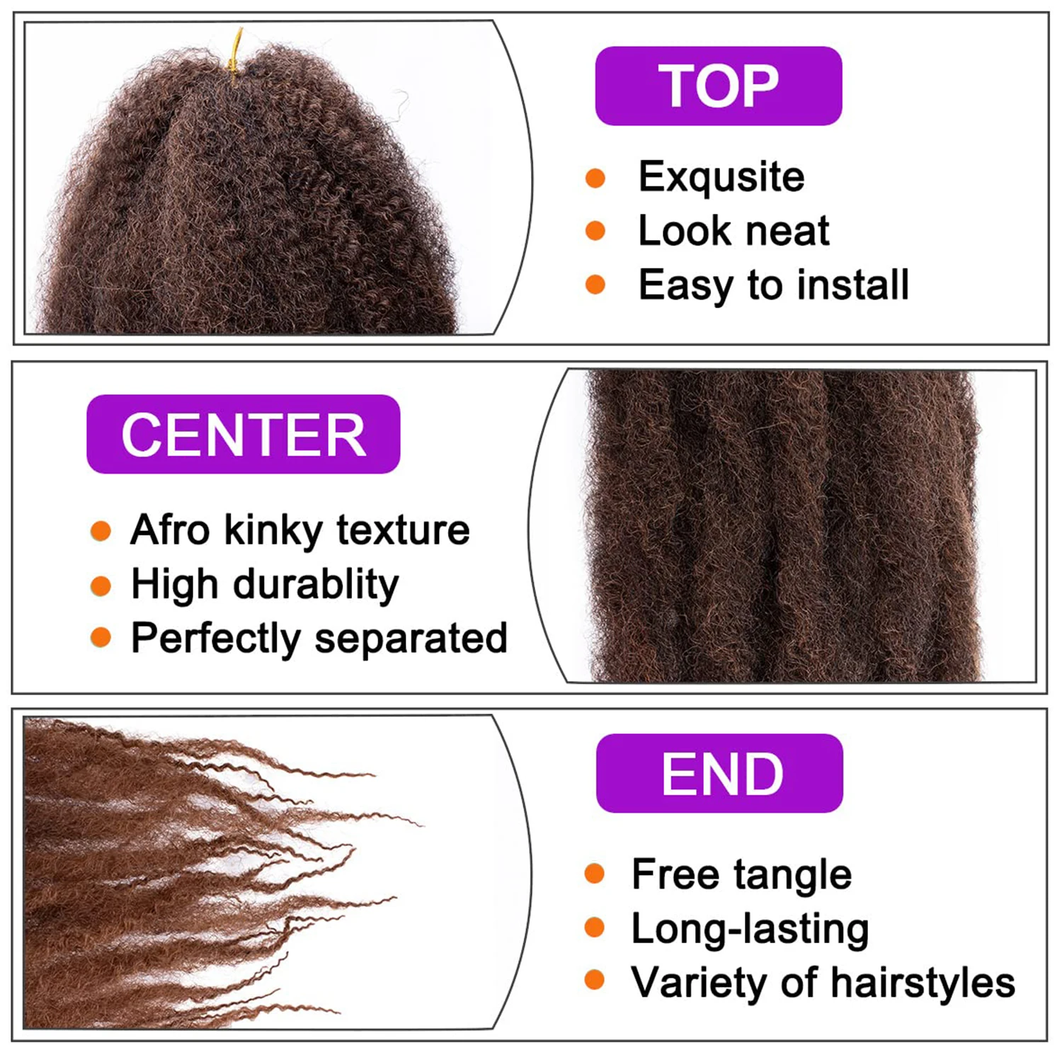 Marley Twist Braiding Hair 18/24 Inch Marley Twist Hair Long Cuban Twist Hair Afro Kinky Curly Twist Crochet Hair Synthetic