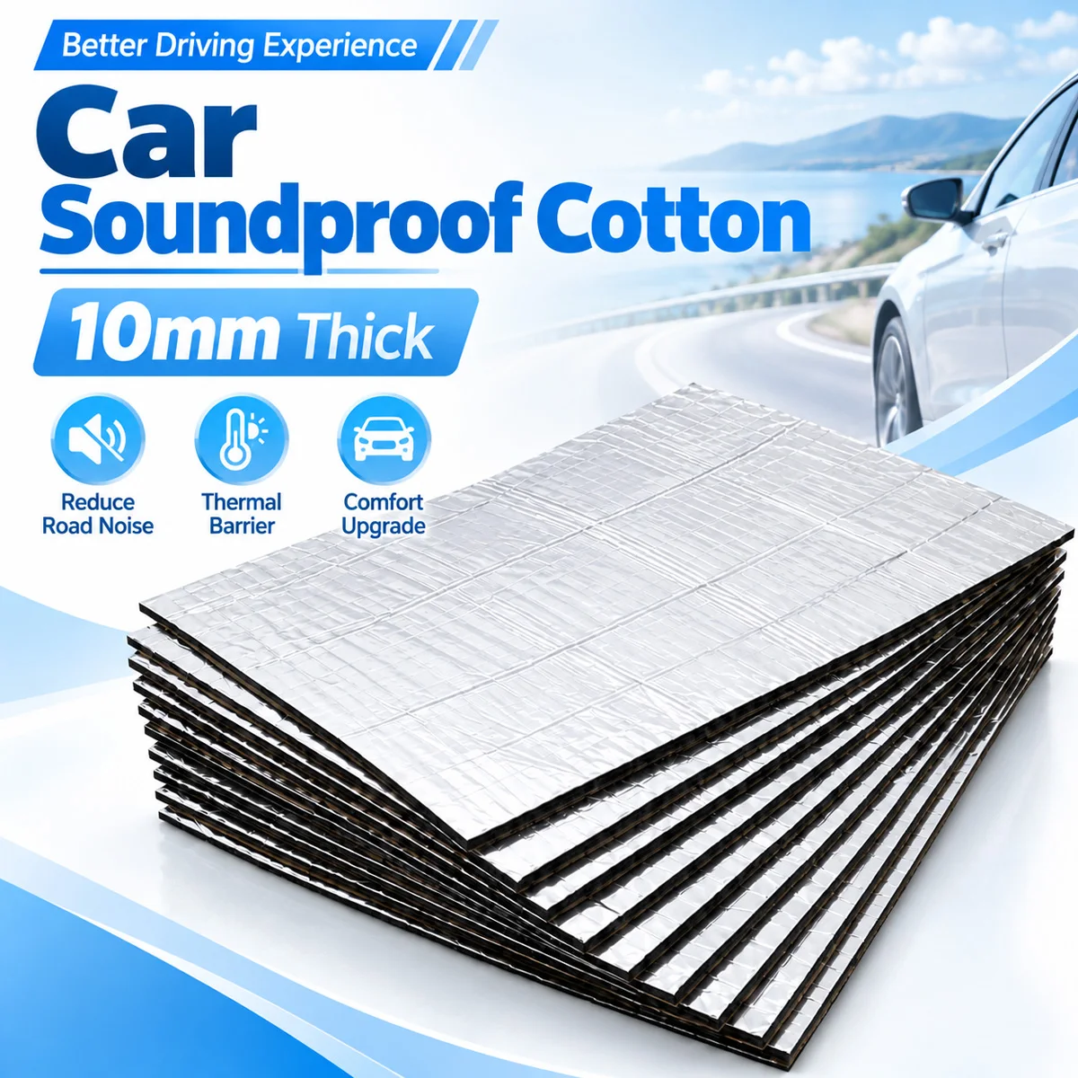 Automotive Sound Deadening Mat  20x40x10mm Car Insulation Cotton Sheet Noise Reduction Foam Pad Heat Shield For Vehicle Interior