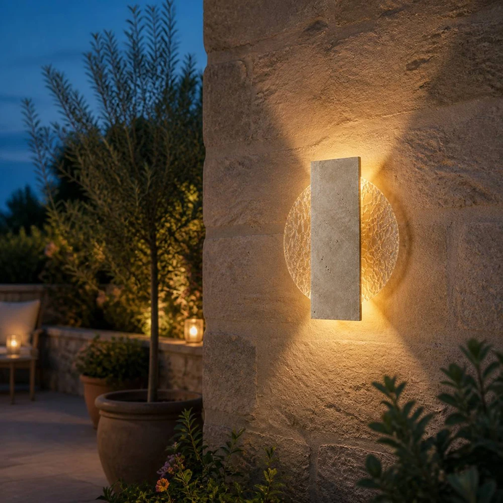 Outdoor Waterproof Lamp Yellow Cave Stone Wall Lamp Aluminum Acrylic Lamp Exterior Wall Light Background Wall Lighting Fixture