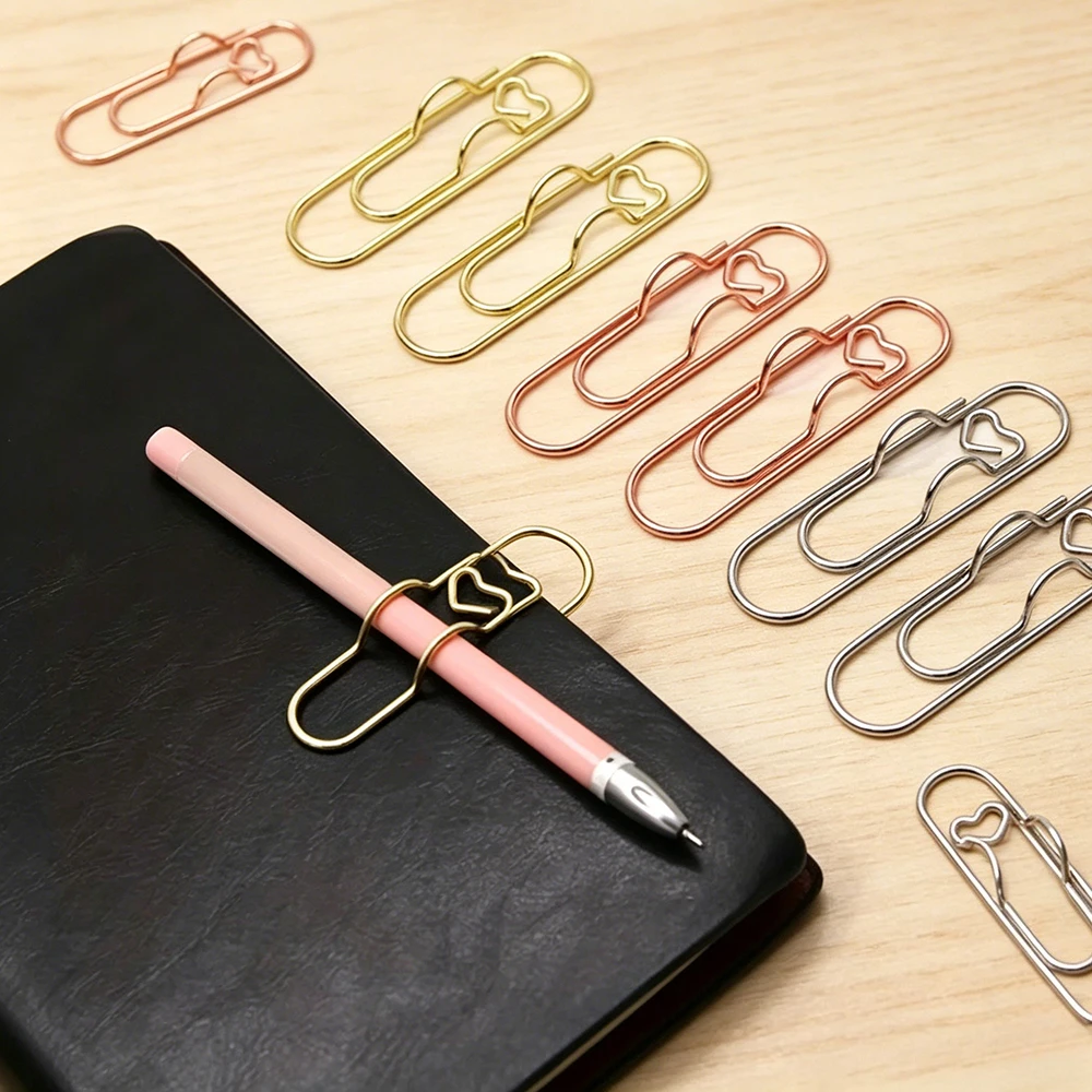 

4Pcs Heart Shaped Pen Clips, Multifunctional Paper Clips & Pen Holders, Practical Fixing Accessories for Notebook