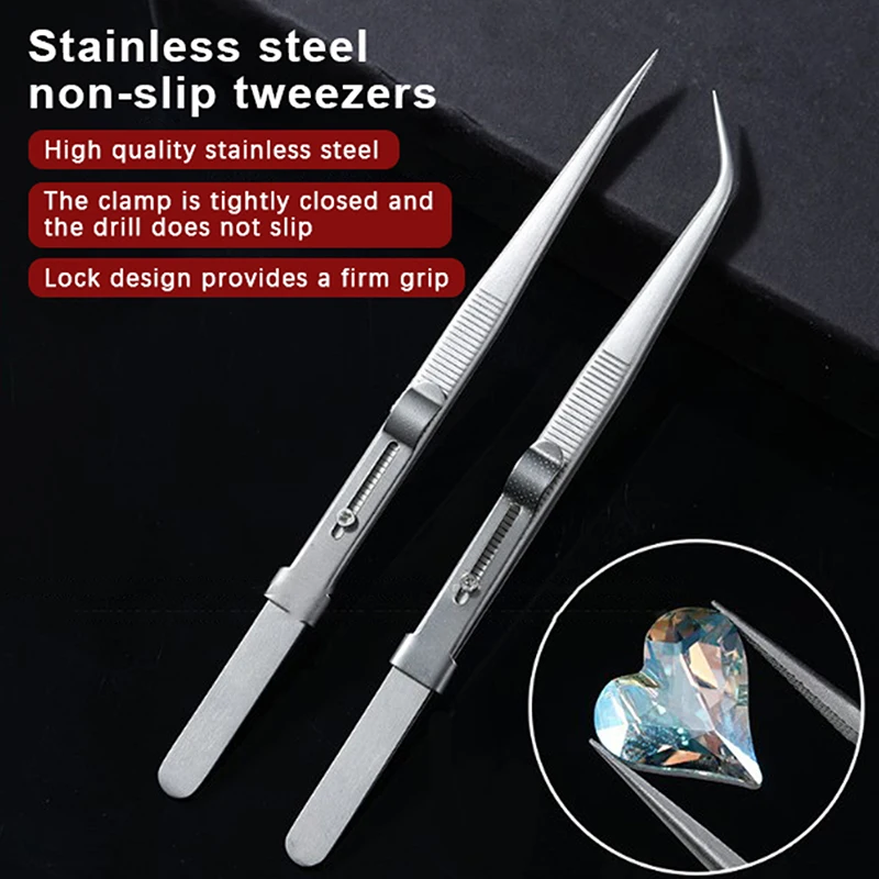 

Professional Stainless Steel Jewelry Tweezers For DIY Nail Diamond Gem Jewelry Jeweler'S Jewelry Making Tools