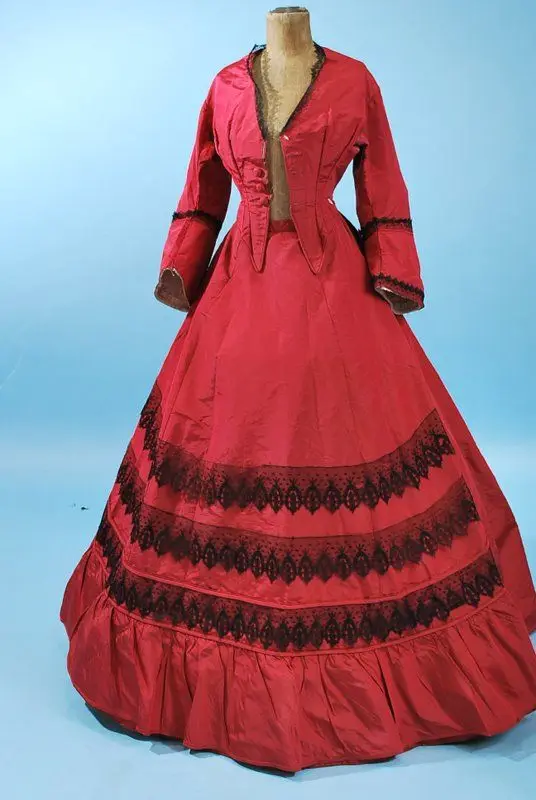 1860's Red Dress Gown Medieval Vintage Costume Victorian Cival War Southern Belle Ball Gown Historical Costume