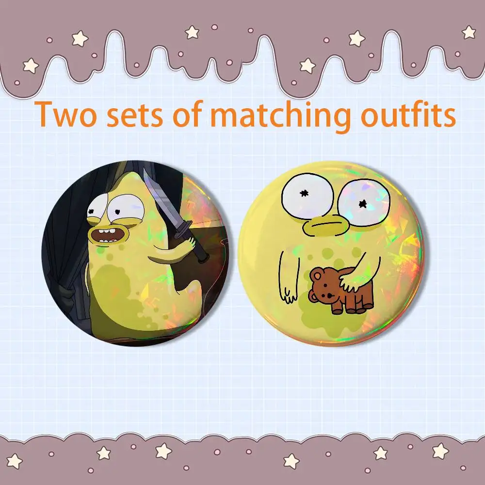 Appearing cute and harmless Solar Opposites 2 piece set Badges On Backpack Jacket Cartoon Round Brooches Acrylic Button Pins