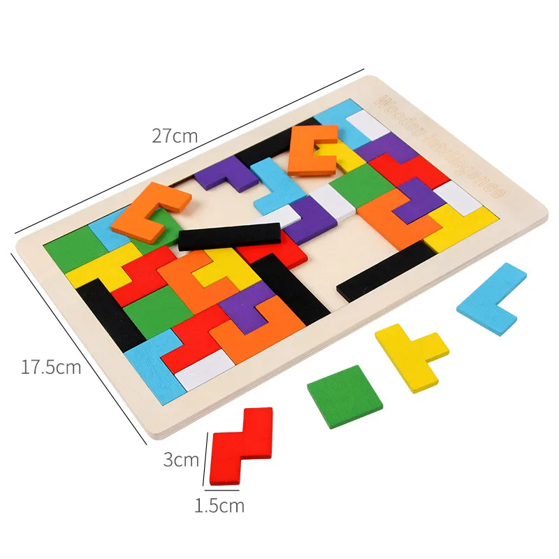Bunte 3D Puzzle Holz Spielzeug Tangram Mathematik Spiel Kinder Vorschule Magination Formen Puzzle Spielzeug Für Kinder Jigsaw P553